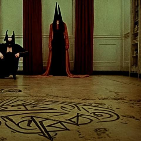 Satanists, Occult, Ceremony, Liminal Space, Sigil On The Floor, Southern Gothic, Wes Anderson 2